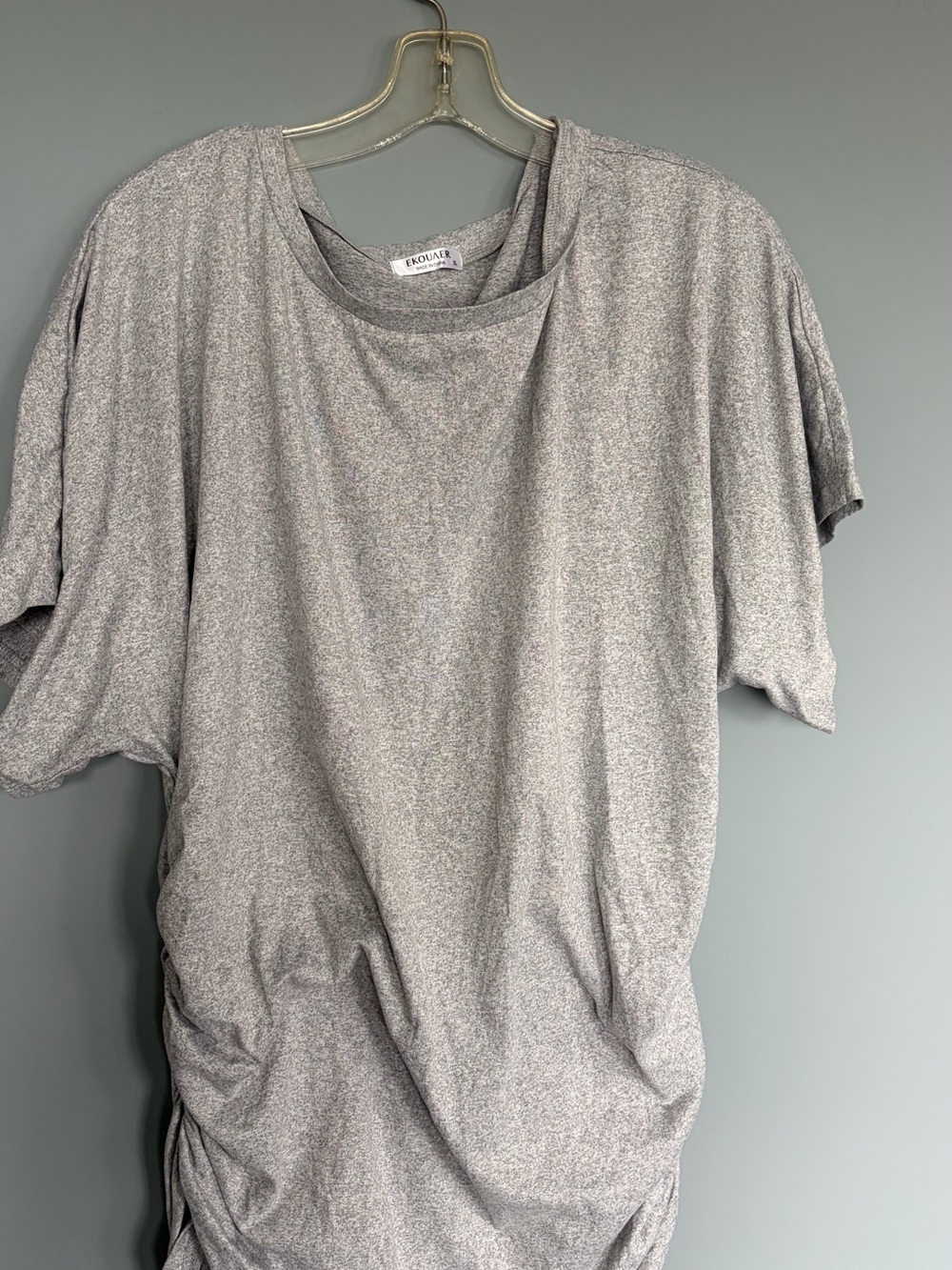 Amoore Relaxed Heather Gray Short Sleeve Tee with Side Ruching MATERNITY